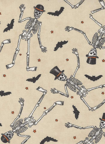 Ghostly Greetings Dancing Skeletons By Deb Strain For Moda Parchment