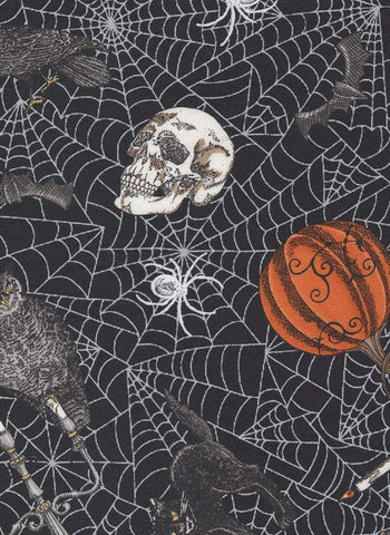 Ghostly Greetings Vintage By Deb Strain For Moda Midnight Black