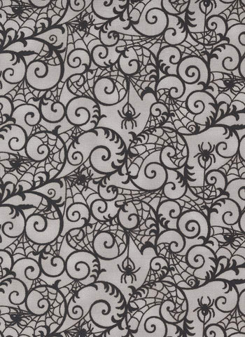 Ghostly Greetings Web Lace By Deb Strain For Moda Granite Grey