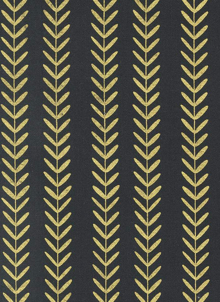 Gilded Leaf Stripe By Alli K Design For Moda Ink / Metallic Gold