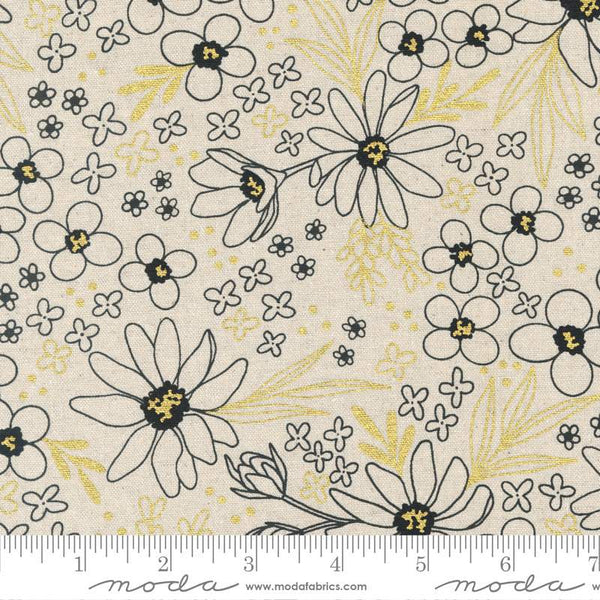 Gilded Mochi Linen Flower Arrangement By Alli K Design For Moda Natural / Metallic Gold