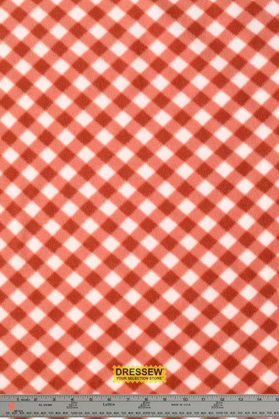 Gingham Polar Fleece Brick / Ivory