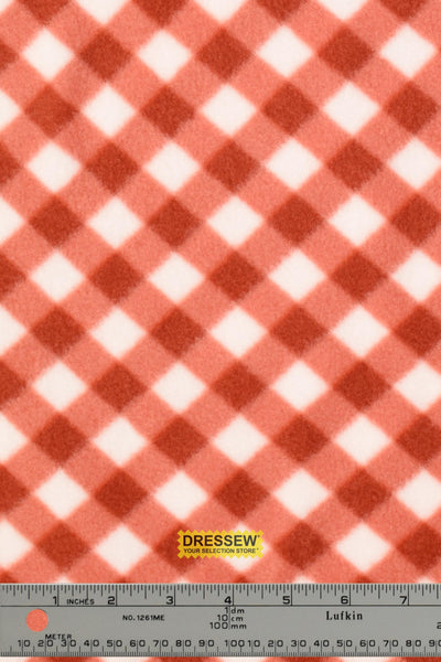 Gingham Polar Fleece Brick / Ivory