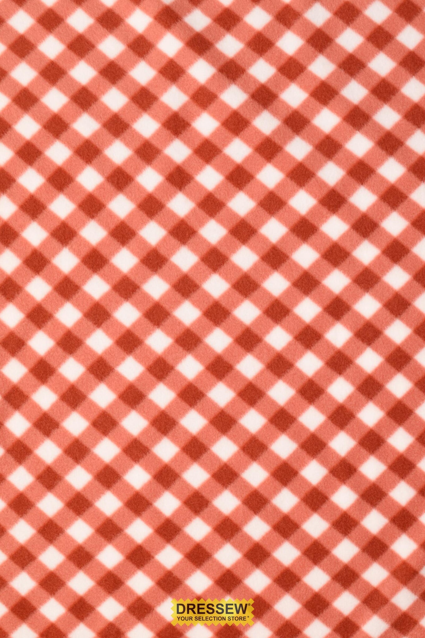 Gingham Polar Fleece Brick / Ivory