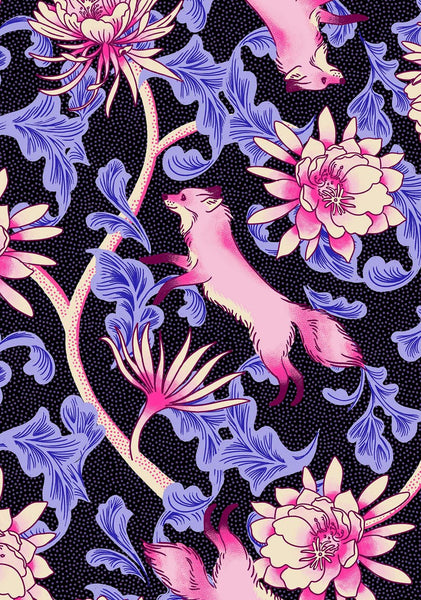 Glow Garden Fox Bloom By Sarah Watts Of Ruby Star Society For Moda Black