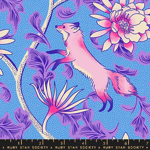 Glow Garden Fox Bloom By Sarah Watts Of Ruby Star Society For Moda Lindley Blue