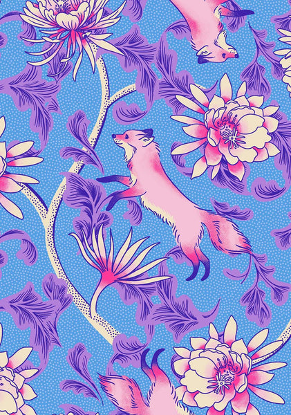Glow Garden Fox Bloom By Sarah Watts Of Ruby Star Society For Moda Lindley Blue
