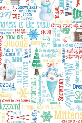 Gnome Wonderland Winter Words By Andi Metz For Benartex White / Multi