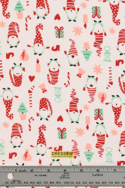 Gnomes Bamboo Flannel Ivory / Red