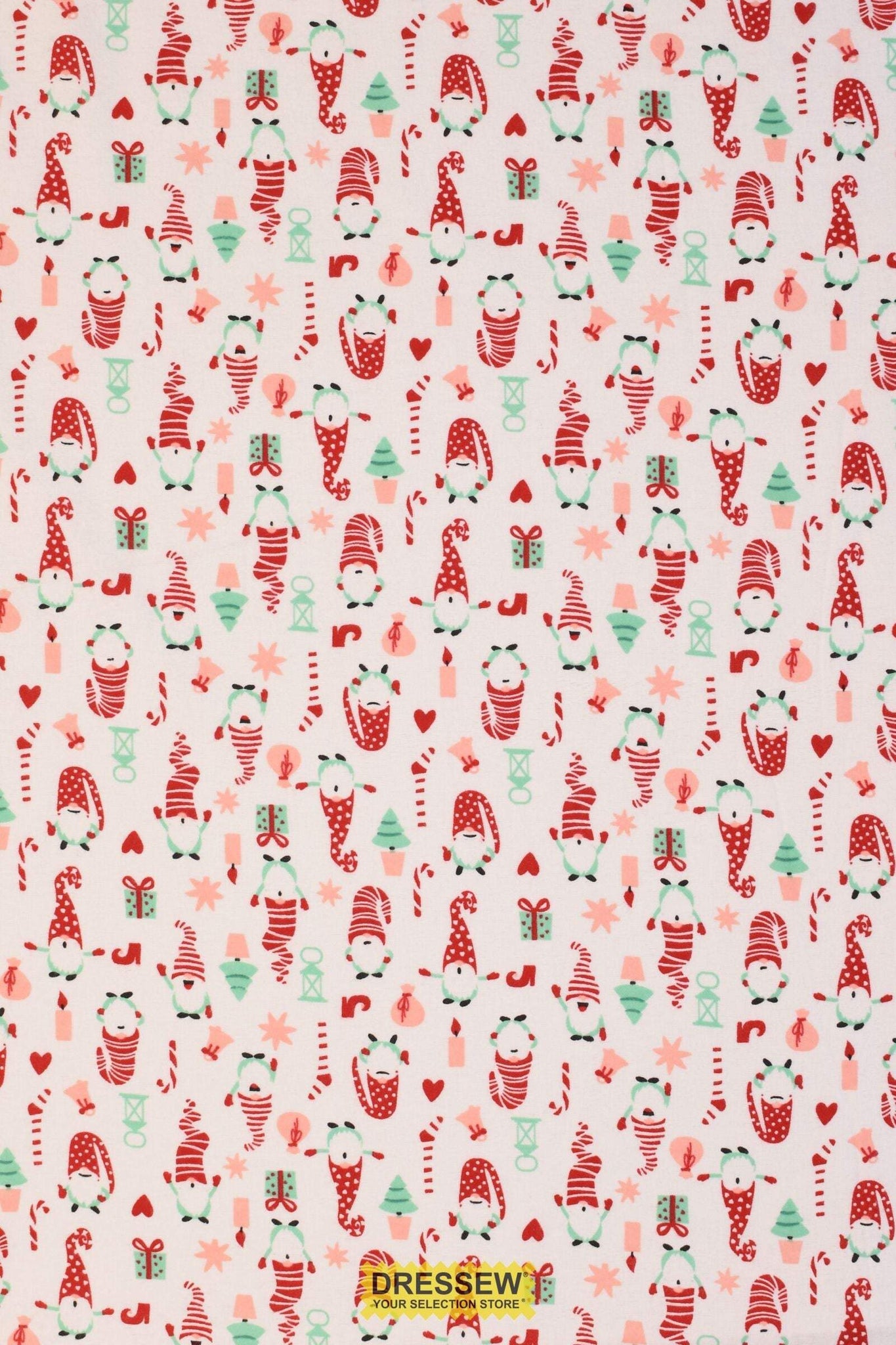 Gnomes Bamboo Flannel Ivory / Red