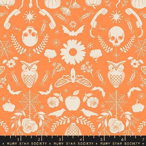 Good Spirits Creepy Damask By Ruby Star Society For Moda Pumpkin