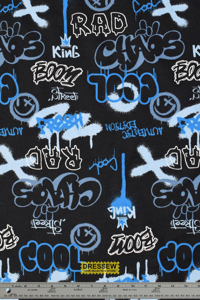 Graffiti Flannelette Black / Blue