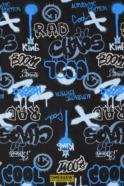 Graffiti Flannelette Black / Blue