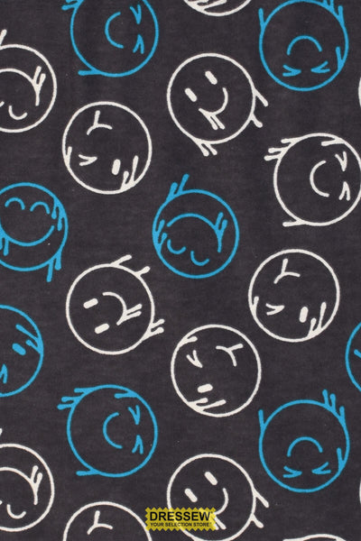 Graffiti Smiles Flannelette Charcoal / Multi