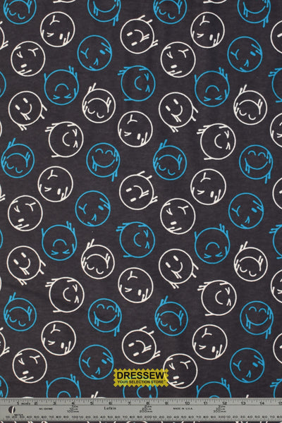 Graffiti Smiles Flannelette Charcoal / Multi