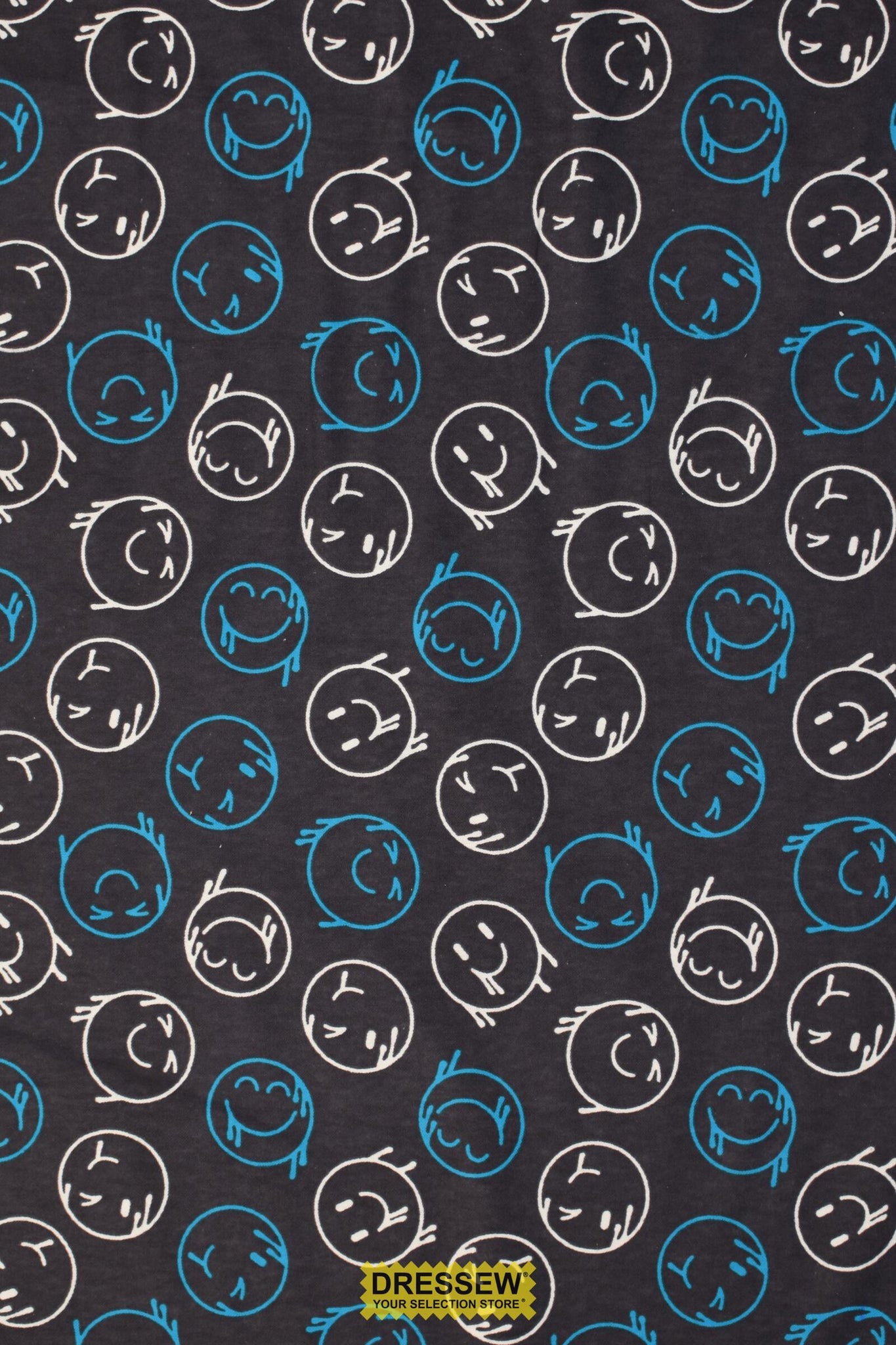 Graffiti Smiles Flannelette Charcoal / Multi