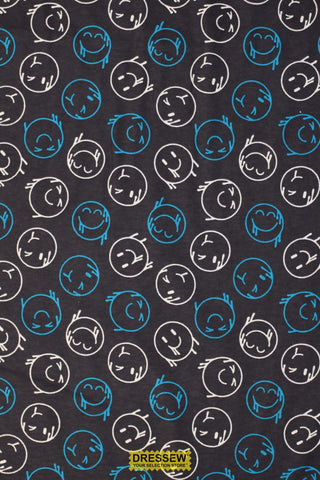 Graffiti Smiles Flannelette Charcoal / Multi
