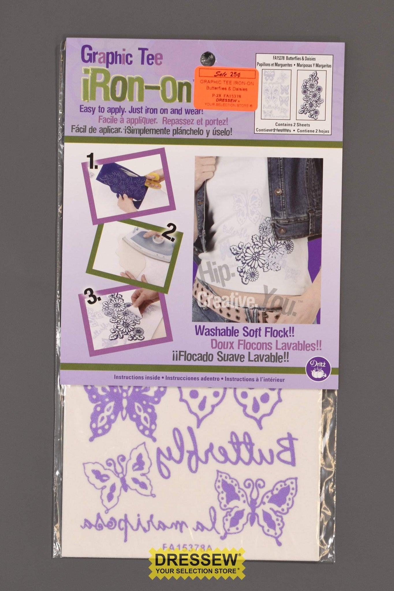 Graphic Tee Iron-On Butterflies & Daisies Lavender & Purple