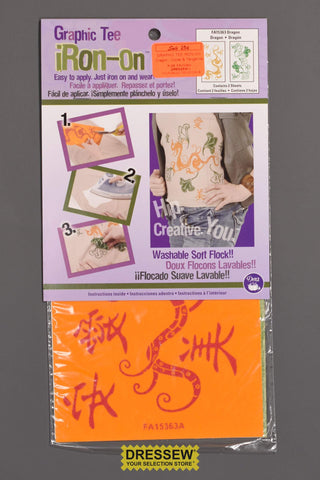 Graphic Tee Iron-On Dragon Clover & Tangerine