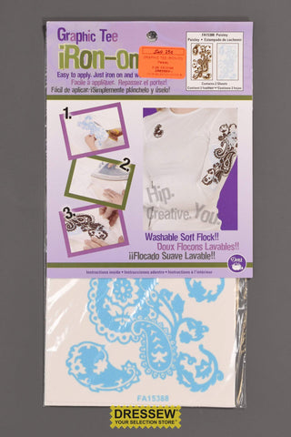 Graphic Tee Iron-On Paisley Brown & Light Blue