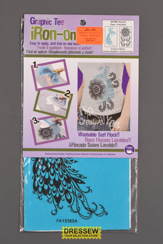 Graphic Tee Iron-On Peacock Teal & Black