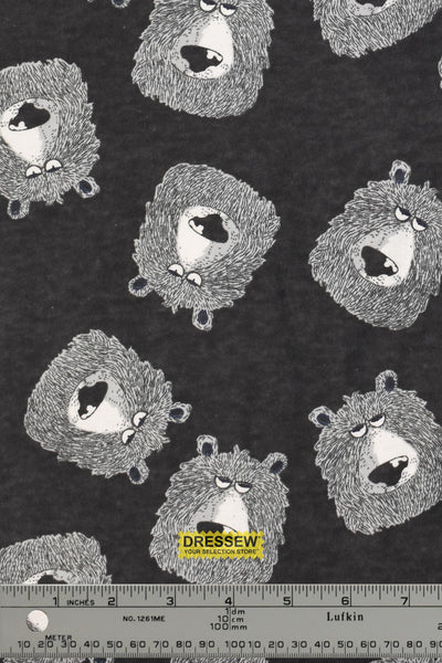 Grumpy Bear Flannelette Grey Mix