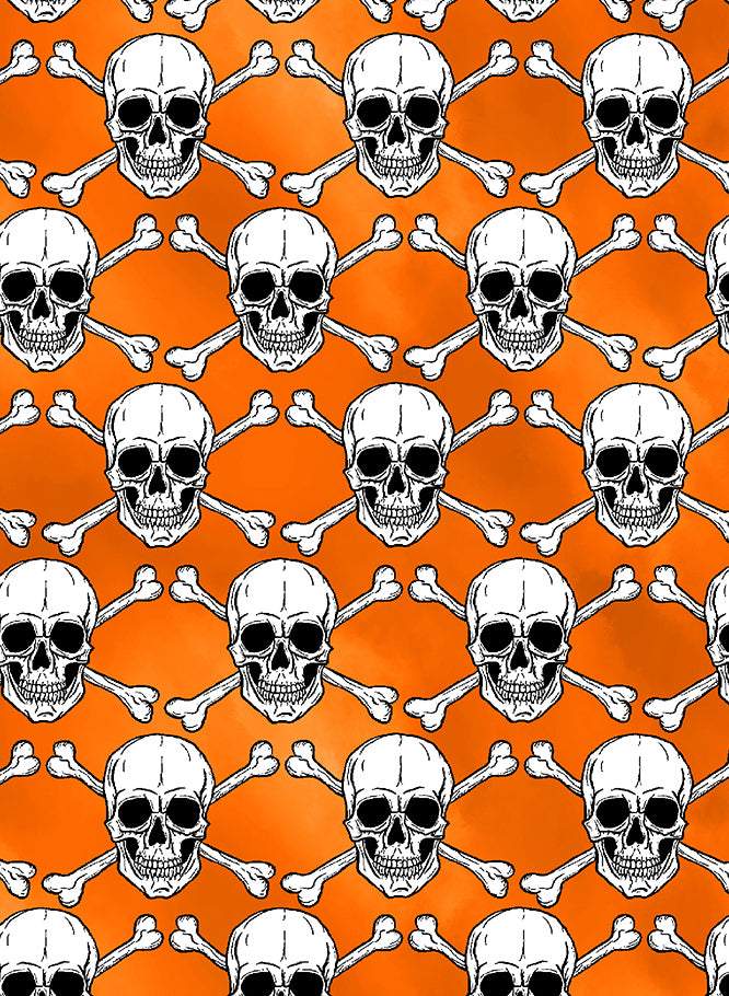 Halloween Spirit Digital Glowing Skulls By Kanvas Studio For Benartex Digital Glow Orange