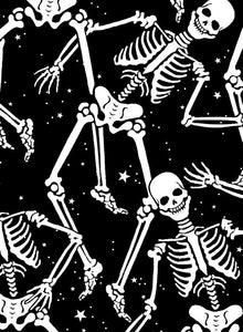 Halloween Spirit Digital Skeleton Crew By Kanvas Studio For Benartex Digital Glow Black