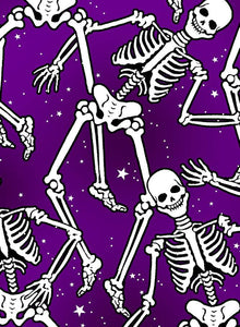 Halloween Spirit Digital Skeleton Crew By Kanvas Studio For Benartex Digital Glow Purple