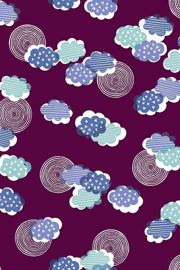 Happy Day Clouds By Talk To The Sun For RJR Fabrics Maroon