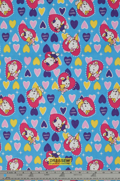 Happy Day Flannelette Turquoise / Multi