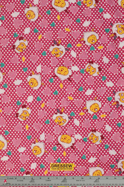 Happy Lamb Flannelette Fuchsia / Multi
