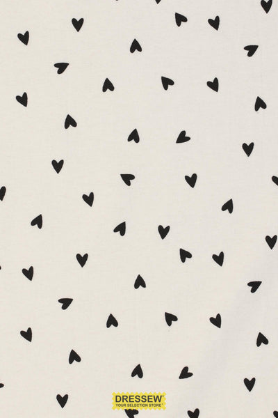 Hearts Flannelette White / Black