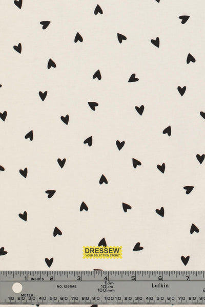 Hearts Flannelette White / Black