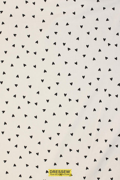 Hearts Flannelette White / Black