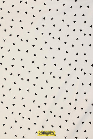 Hearts Flannelette White / Black