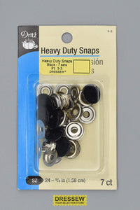 Heavy Duty Dritz Snaps #5 16mm (5/8") Black