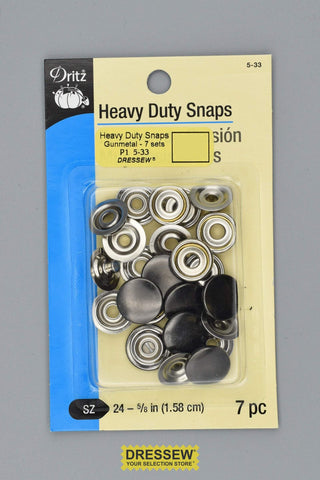 Heavy Duty Dritz Snaps #5 16mm (5/8") Gunmetal