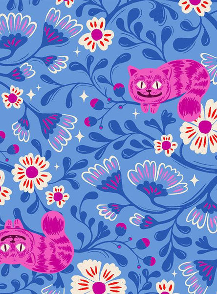 Hello Alice Cheshire Cats By Sarah Watts Of Ruby Star Society For Moda Lindley Blue