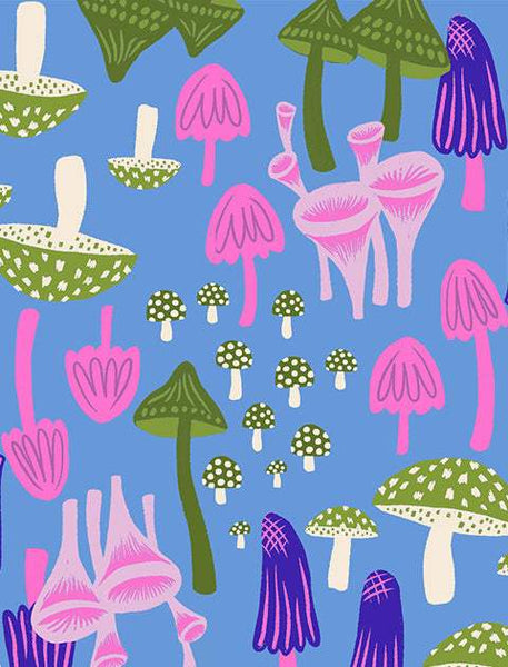 Hello Alice Mushrooms By Sarah Watts Of Ruby Star Society For Moda Lindley Blue
