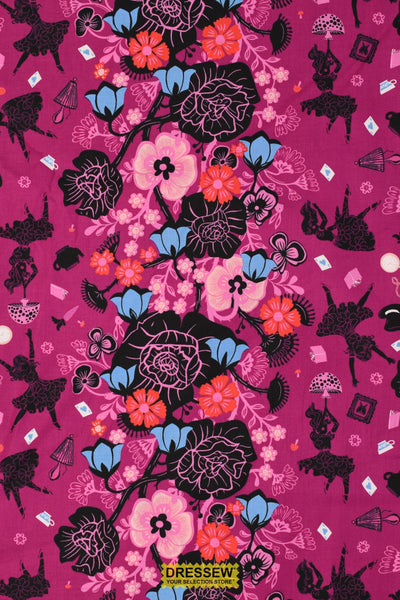 Hello Alice Rabbit Hole Damask By Sarah Watts Of Ruby Star Society For Moda Berry