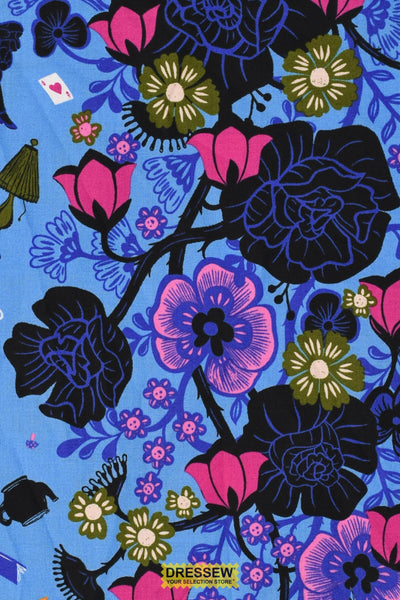 Hello Alice Rabbit Hole Damask By Sarah Watts Of Ruby Star Society For Moda Lindley Blue