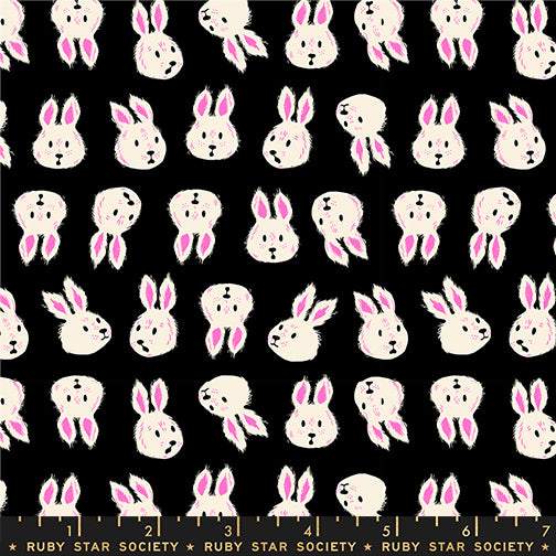 Hello Alice Rushing Rabbits By Sarah Watts Of Ruby Star Society For Moda Black