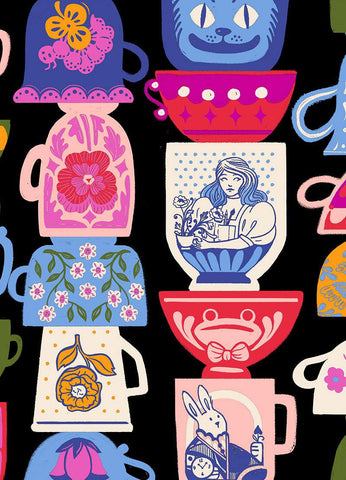 Hello Alice Tea Party By Sarah Watts Of Ruby Star Society For Moda Black