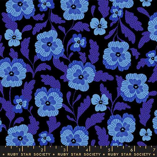 Hello Alice Violet Floral By Sarah Watts Of Ruby Star Society For Moda Black