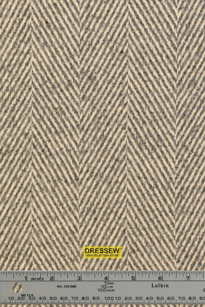 Herringbone Coating Ecru / Grey