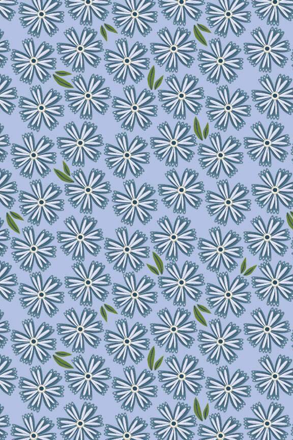 Hide & Seek Painted Daisies By Mackenzie Elston For Poppie Cotton Blue