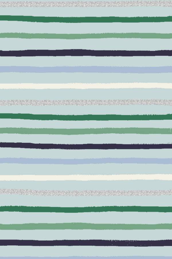Holiday Classics Festive Stripe By Rifle Paper Co. For Cotton + Steel Mint / Metallic
