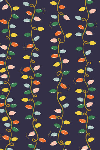 Holiday Classics Holiday Lights By Rifle Paper Co. For Cotton + Steel Navy / Metallic