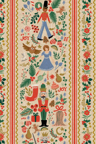 Holiday Classics IV Canvas Holly Jolly Nutcracker By Rifle Paper Co. For Cotton + Steel Cream / Metallic Gold